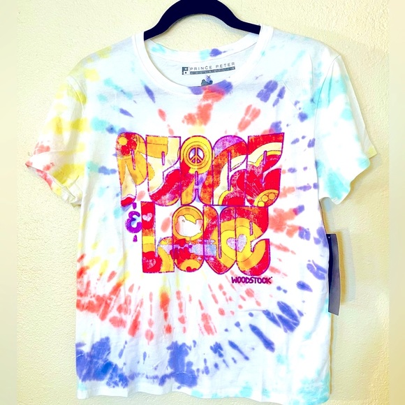 Prince Peter Collection x Woodstock Peace & Love Tie Dye Graphic Tee NWT - Picture 11 of 11
